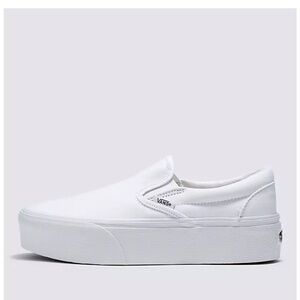 Platform slip-on Vans, all white